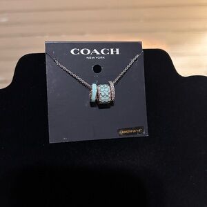 COACH Silver Necklace with Turquoise Accent Beads